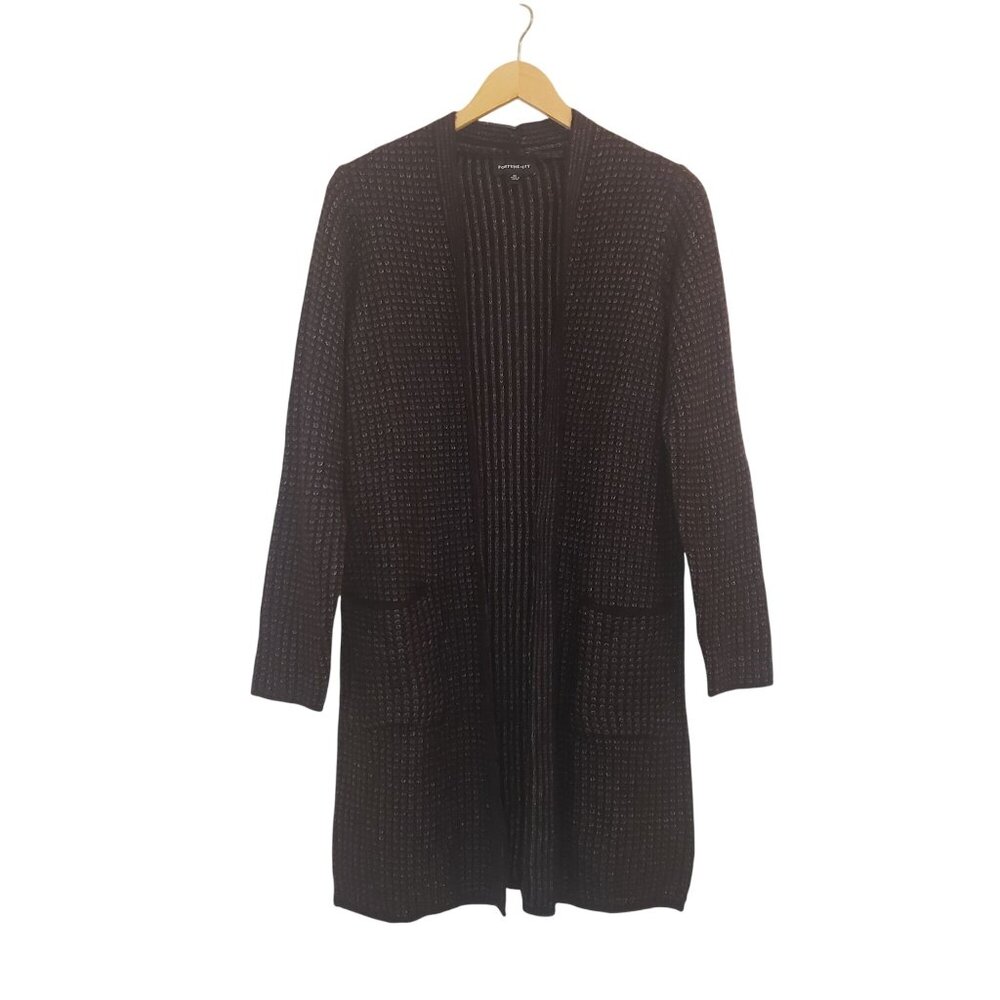 Fortune + Ivy Open Cardigan Sweater Women's Size Medium Black Grey Coatigan NWOT - Picture 8 of 16